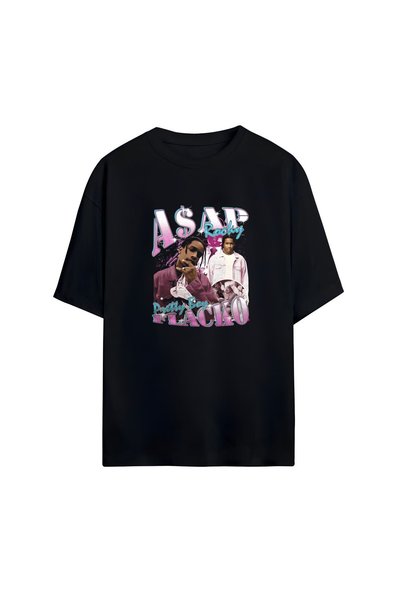 PANDORICA تي شيرت كبير الحجم مطبوع عليه ASAP Rocky Flacko