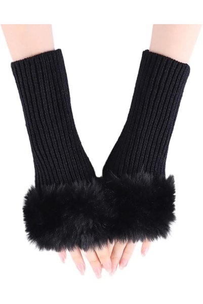 KASTWAVE Winter Fingerless Gloves for Women, Knitted Arm Warmers with Thumb H...
