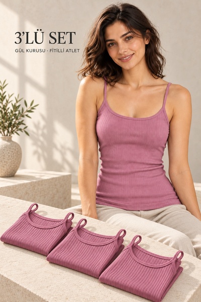 Bravie 3-Pack Thin Straps Flexible Ribbed Basic Undershirt
