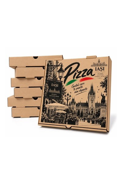 OEM Cutie Pizza 32x32 cm – Imprimată Iaşi – Albă / Kraft – 32 CM NATUR 32 X 3...