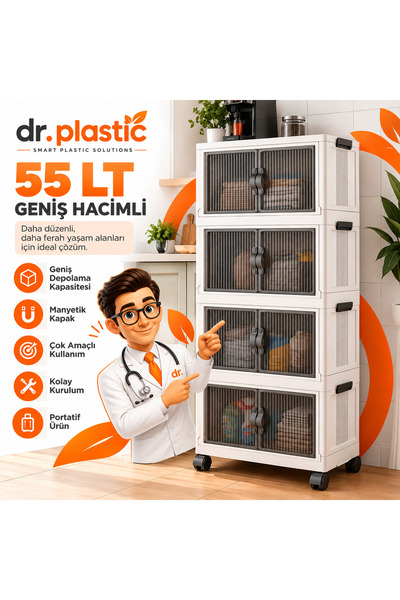 dr.plastic 55 LT 4 Katlı Katlanabilir Mutfak Banyo ve Çocuk Odası Düzenleyici...
