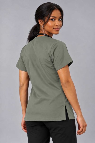 EMİR MEDİKAL (E-Flex) Olive Green Lycra Women's Single Top Non-Ironing Nurse and Doctor Uniform Scrubs Hospital Uniform