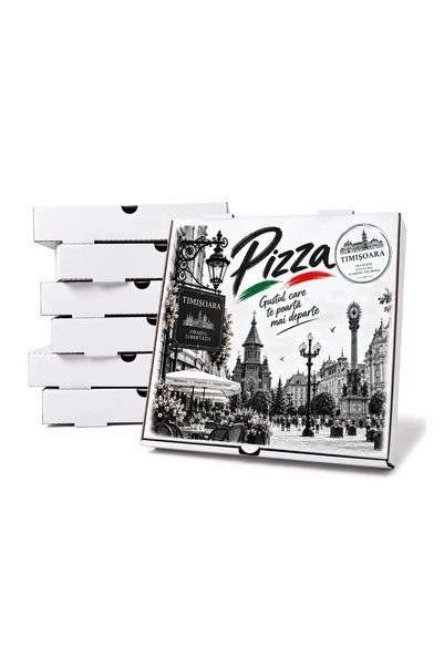 OEM Cutie Pizza 32x32 cm – Imprimată Timişoara – Albă / Kraft – 32 CM ALBA 32...