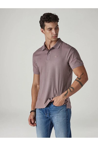 Levi's Men's Purple Textured Ribbed Polo T-Shirt 004Lx-0013