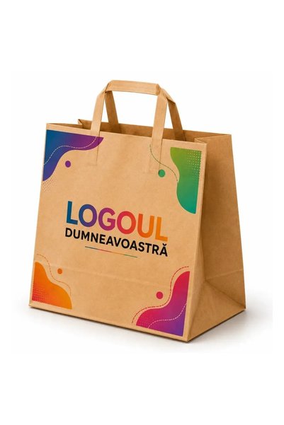 OEM Sacoșe din Hârtie cu Mâner Plat Personalizate – 27x17x29 Personalizat (10...