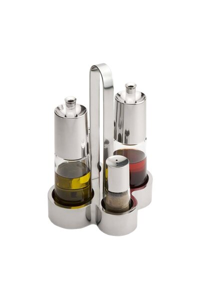 Bra 4-piece cruet set, stainless steel, "Bella" -