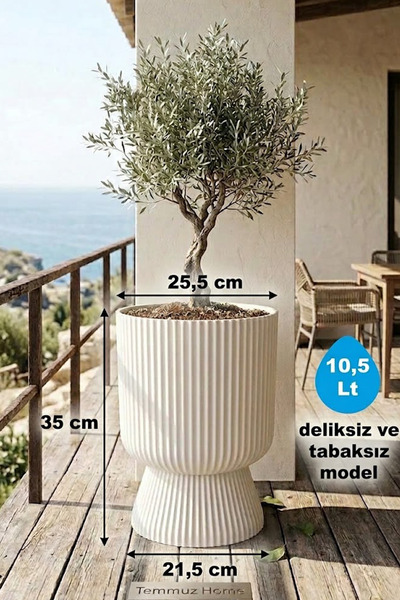 TEMMUZ HOME Dekoratif Lotus Saksı Vazo No 3 İç ve Dış Mekan Saksısı - 10,5 Litre (Deliksiz ve Tabaksız Model)