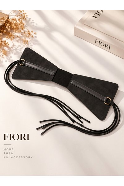 Fiori Curea corset cu model din piele intoarsa neagra pentru femei – Curea el...