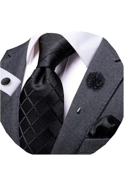 Dubulle Mens Paisely Silk Tie for Men Necktie and Pocket Square Set