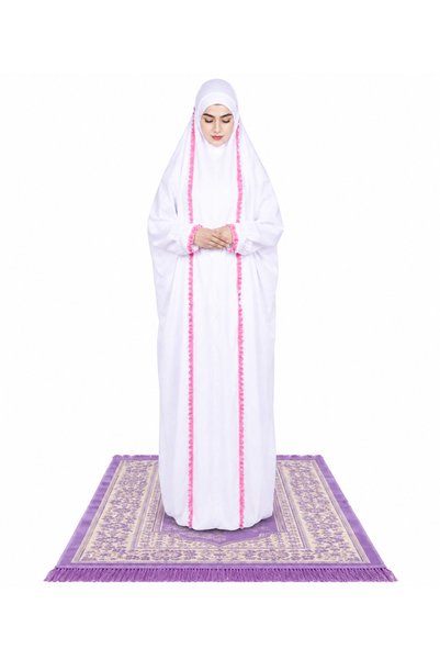 Linda Hijab Linda Women's Prayer Dress with Pink Ruffle Trim – Modest Islamic...
