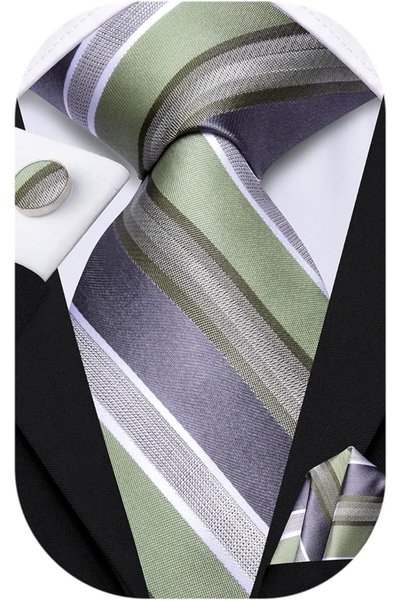 Dubulle Mens Paisely Silk Tie for Men Necktie and Pocket Square Set
