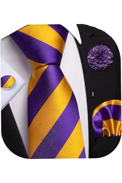 Dubulle Mens Paisely Silk Tie for Men Necktie and Pocket Square Set
