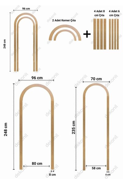 Dekonil Pinterest Boyanabilir MDF Bohem Oval Duvar Çıtası Seti