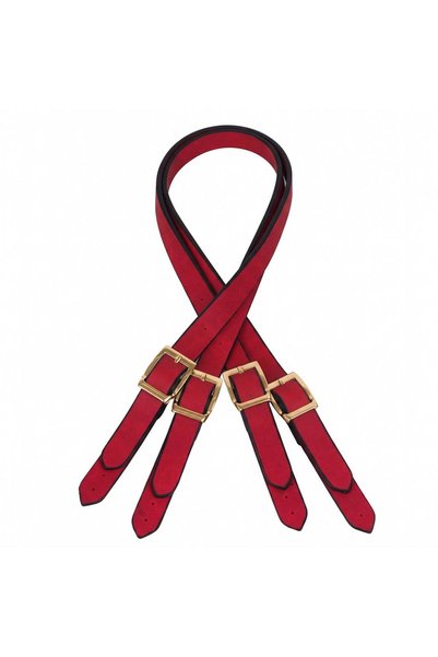 Ritzz Premium Faux Leather Square Buckle Bag Handle (Gold Color Buckle) - Red