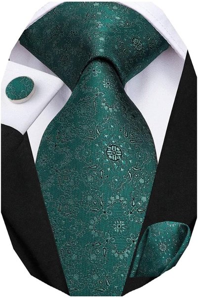 Dubulle Mens Paisely Silk Tie for Men Necktie and Pocket Square Set