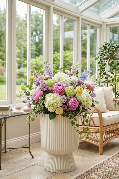 TEMMUZ HOME Dekoratif Lotus Saksı Vazo No 3 İç ve Dış Mekan Saksısı - 10,5 Litre (Deliksiz ve Tabaksız Model)