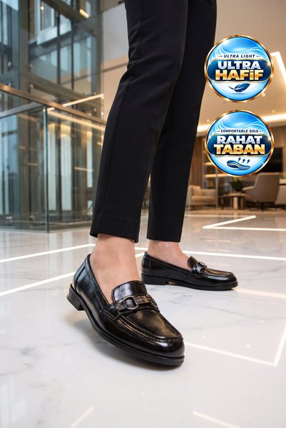 Pierre Cardin Kadın Toka Detaylı Şık Rahat Siyah Parlak Kadın Klasik Casual Ayakkabı Loafer PC-56058