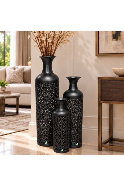PixelsFurniture طقم مزهريات (فازات) 3 قطع فازات معدنية فاخرة من بكسل الأثاث, ...