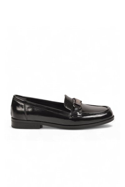 Pierre Cardin Kadın Toka Detaylı Şık Rahat Siyah Parlak Kadın Klasik Casual Ayakkabı Loafer PC-56058