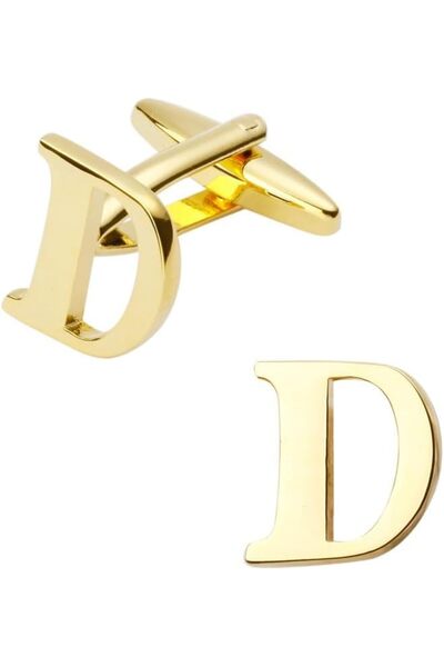 GENERAL Initial Gold Cufflinks for Men – Stainless Steel Monogram Letter Cuff...