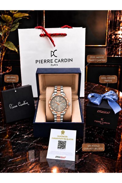 Pierre Cardin 24 ay garanti Paslanmaz Çelik kordon 3 ATM Suya Dayanıklı özel kutu ve hediye paketli VS.BLKT.1259