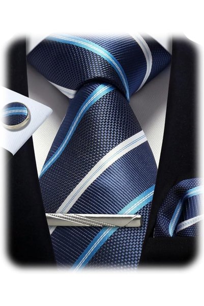 GENERAL [New Design] Striped Plaid Mens Tie Formal Necktie Pocket Squares Tie...