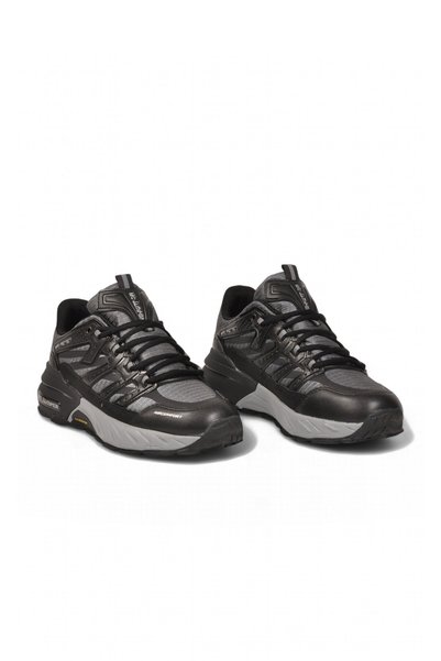 AYK'S Rahat Ortopedik Taban Bağcıklı Siyah-Füme Erkek Yürüyüş ve Spor Ayakkabı Sneaker 2427