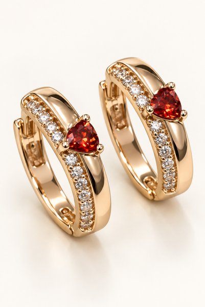 MakeWell Non-Shaking Steel Hoop Zircon Stone Earrings Suitable for Young Peop...