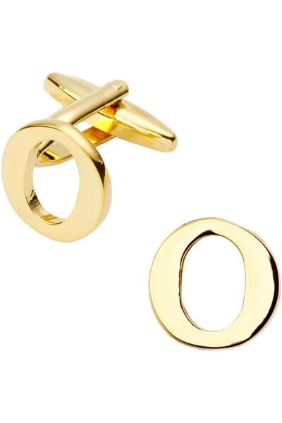 GENERAL Initial Gold Cufflinks for Men – Stainless Steel Monogram Letter Cuff...