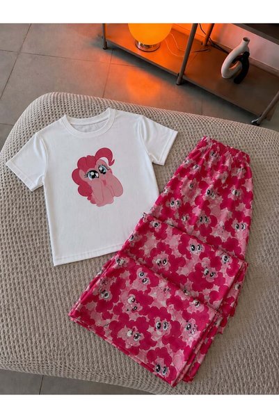 claine Kırmızı My Little Pony Rarity Desenli Şık T-shirt Alt Üst Takım