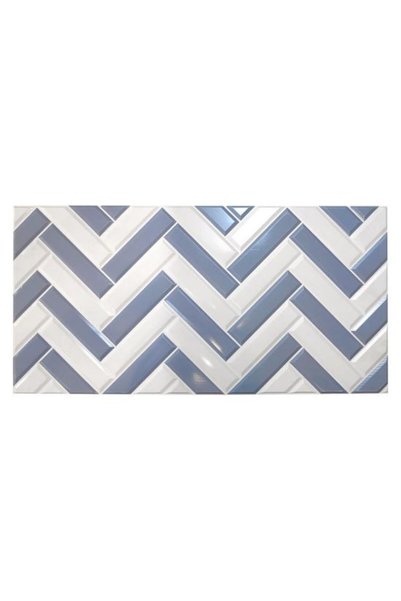 OEM Διακοσμητικό πάνελ, PVC, τρισδιάστατο σχέδιο ζιγκ-ζαγκ, λευκό-μπλε, 96x48...