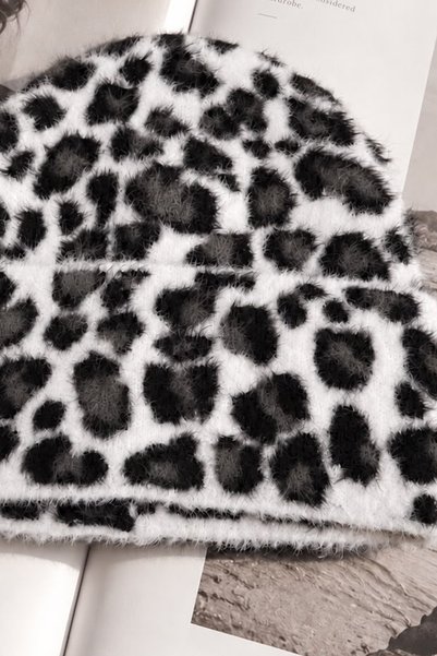 Modex Leopar Desen Katlamalı Yumuşak Doku Bere (Polyamide)