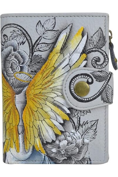 Anna by Anuschka Women's Hand Painted Genuine Leather Ladies Wallet - Snap Bu...