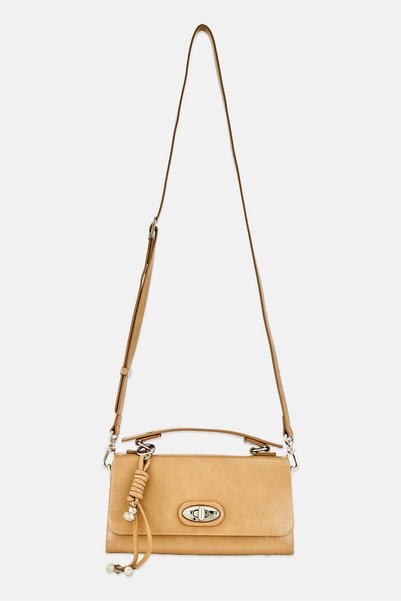 Chrisbella Women Brand Logo Cross Body Bag, Beige