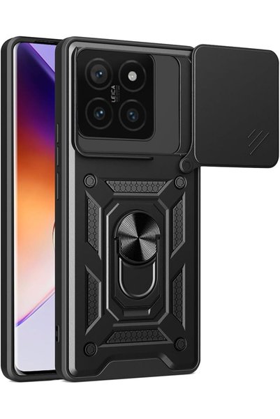 Aiyando Husa pentru Xiaomi 14T Pro Ring Armor Kickstand Tough Rugged Cover cu...