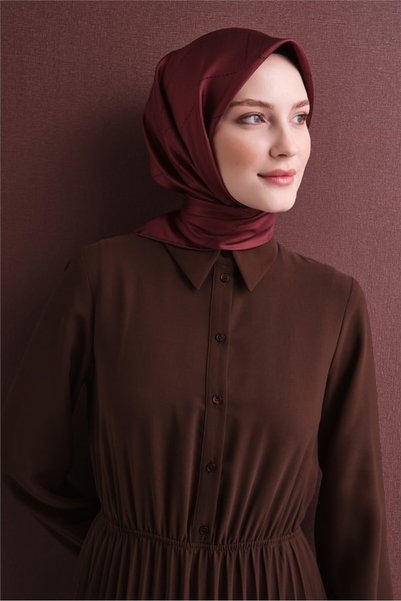 Armine Tivil Saf İpek Eşarp 9642 37 Bordo Çizgi Desen