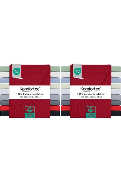 Komfortec ملاءة سرير جيرسي مقاس 140 × 200 سم، 100% قطن، لون أخضر