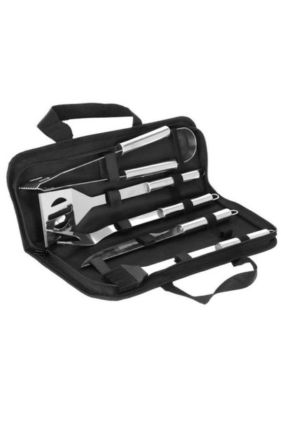 OEM Ustensile pentru barbecue, grill, gratar, inox, set 5 piese, cu trusa, Sp...