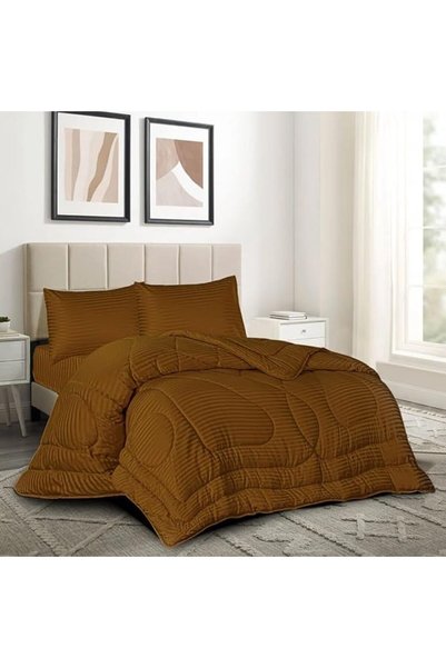 ROSEBLACK ROSE Hotel Striped Comforter Set, High Quality Microfiber, 6 Pieces...