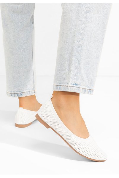 B T Shoes Γυναικεία λευκά μπαλαρίνες Letysia V4