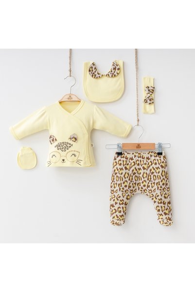 Mert Baby Sweet Leopard 5-Piece Hospital Discharge Set for Newborn Baby Girl,...
