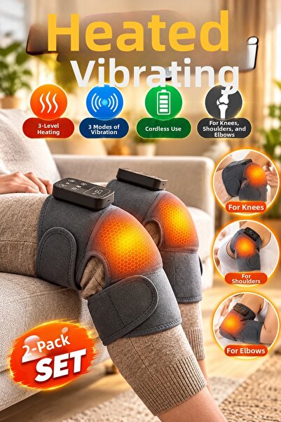 canrodi Heated Vibrating Joint Massage Band – Wireless Set of 2 for Knees, Sh...