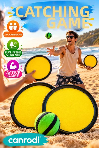 canrodi 2-Person Velcro Ball Catching Game – Set of 2 Catching Discs and Ball