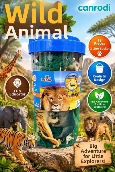 canrodi Sh-6431 13Pcs Wild Animals in 2 Liter Bucket