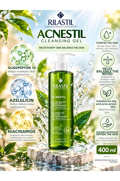 Rilastil Acnestil Cleansing Gel That Helps Purify Pores from Dirt and Excess Oil 400ml
