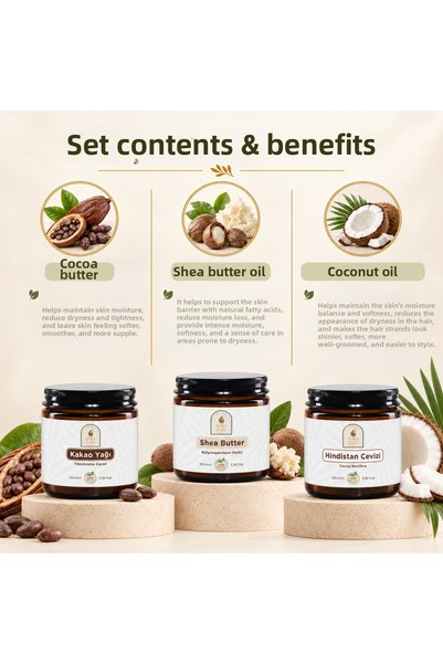 Sera Natura Nourishing Body Care Set – Cocoa Butter, Shea Butter, and Coconut Oil 3-Piece Set