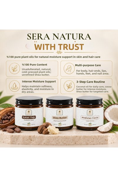 Sera Natura Nourishing Body Care Set – Cocoa Butter, Shea Butter, and Coconut Oil 3-Piece Set