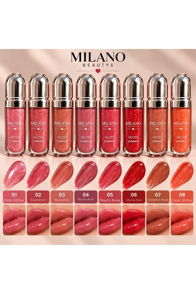 MİLANO BEAUTYS Glitter Lip Gloss – Sparkling and Shiny Appearance – 8 Different Color Options