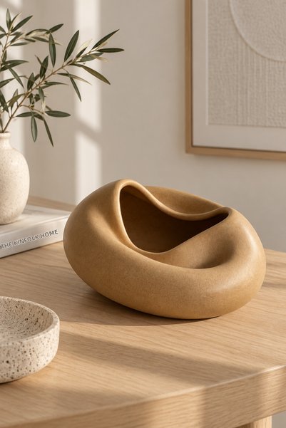 Beige & Stone Vază ceramică maro Astra - Colecția Luna