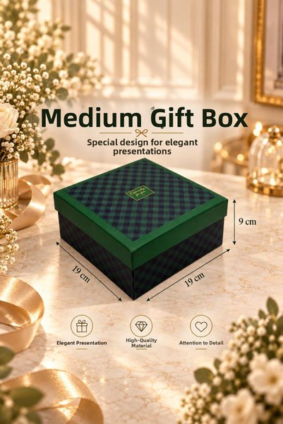 KOLİX Gift 3-Piece Decorative Box Green-Black Scottish Pattern Premium Packaging Box